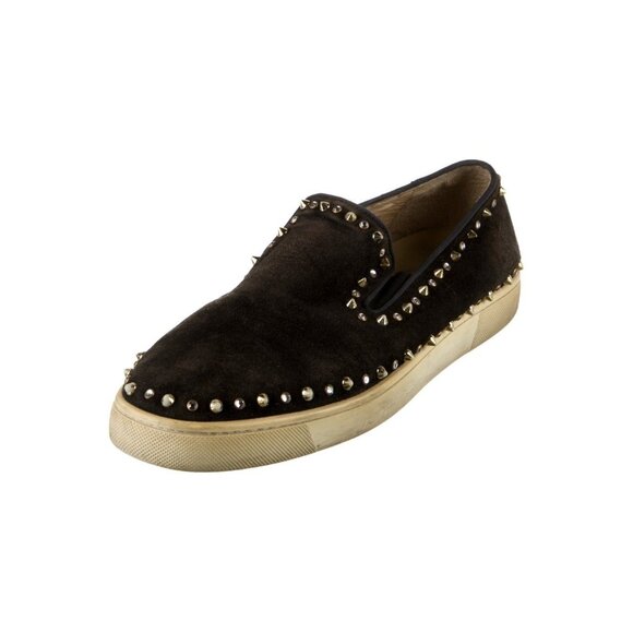 Christian Louboutin Slip Ons Black Suede With Studs Size 42 US About9 For Men